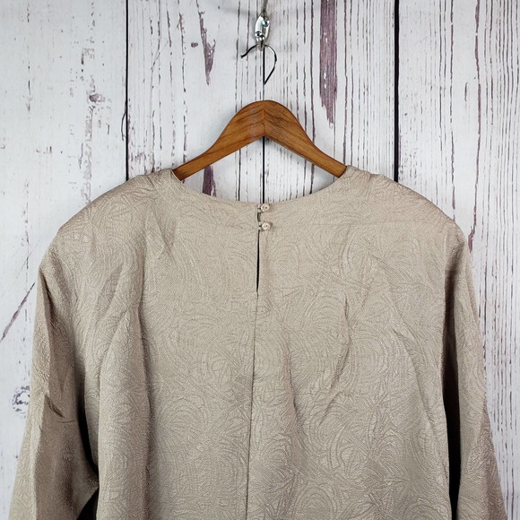 Ship N Shore Vintage Blouse Womens Size 22W Short Sleeve Floral Beige - Picture 5 of 7